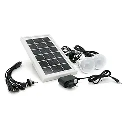 Переносний ліхтар LX-1902+Solar, 3 режими, сонячна панель, вбудований акум 5500mAh, 2 лампочки 3W, СЗУ, Black, Box - мініатюра 4