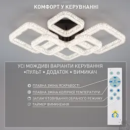 Смарт люстра керована світлодіодна OVAL ICE 6S 80 Вт 690x490x135 мм Чорна ESLLSE - мініатюра 5