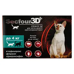 Краплі протипаразитарні Fipromax Secfour 3D для котів до 4 кг 0.5 мл 2 шт. - мініатюра 5