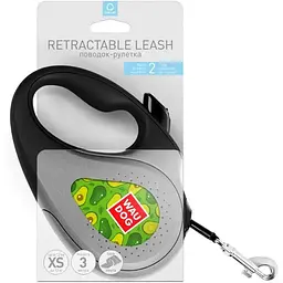 Повідець-рулетка для собак Waudog R-leash Авокадо, світловідбивний, XS, до 12 кг, 3 м, чорний - мініатюра 2