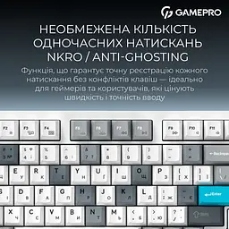 Механічна ігрова клавіатура GamePro MK-305-WH Asgard Drakkar Keychron Super Red Switch Bluetooth 5.2/2.4 ГГц/USB White - мініатюра 14
