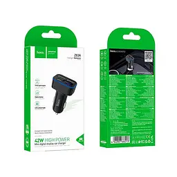 Адаптер автомобільний HOCO Barry digital display car charger Z63A 2USB/1Type-C, 42W/3A, PD/QC - мініатюра 2