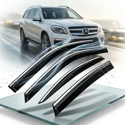 Дефлектори вікон вітровики Benke для Mercedes-Benz GL400 GL ML-Class (W166) 2014-2017 Молдинг Нержавіюча сталь 3D (BBZGL4023-W/S)