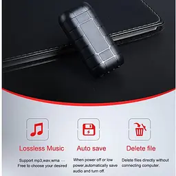 Міні диктофон з великим часом роботи Nectronix A50+ micro SD до 128 Гб Чорний (100836) - мініатюра 4