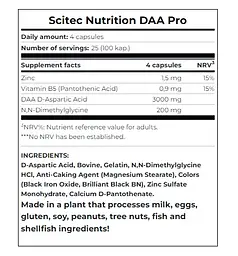 Бустер тестостерону Scitec Nutrition DAA Pro Black Edition 100 капсул - мініатюра 2