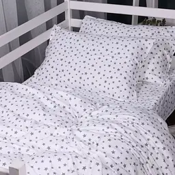 Комплект постільної білизни MirSon Фланель 016 White Stars білий з сірим полуторний євро (2200009652110) - мініатюра 2