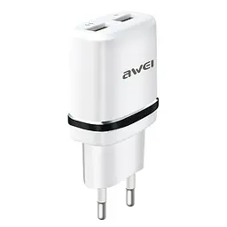 Зарядка для телефона 2хUSB "Awei C-930" Біло-чорна, мережевий зарядний пристрій — блок живлення 1 А/2.1А