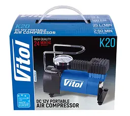Автомобільний компресор Vitol 100psi 12Amp 35л R13-15 прикурювач (K-20) - мініатюра 8