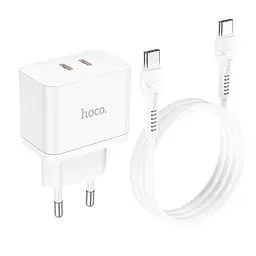 Комплект блок і кабель зарядні Hoco N29 Triumph Type-C to Type-C charger set білий - мініатюра 2