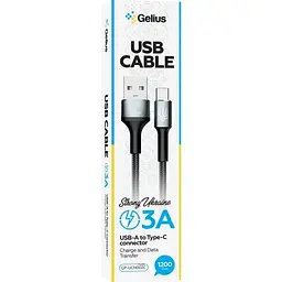 Кабель USB Gelius Strong Ukraine Cable USB to Type-C 1.2m 3A GP-UCN002C Black - мініатюра 4