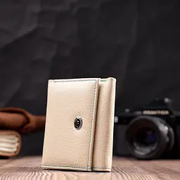 Стильний невеликий гаманець для модниць з натуральної шкіри ST Leather 19506 бежевий - мініатюра 8