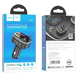 АЗП FM модулятор Hoco E62 PD20W+QC3.0 (2USB-A/1C) Чорний - мініатюра 6