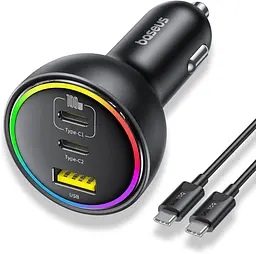 Автомобільний зарядний адаптер Baseus 152.5 W BSCC-ZX-CCL 2C+U з кабелем чорне