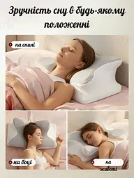 Ортопедическая подушка Beauty «Бабочка» с эффектом памяти 62×41×13/11 см— поддержка шеи и плеч, фиолетово-белая, 1.2 кг KT8001202 - миниатюра 8
