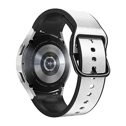 Браслет West для Samsung Galaxy Watch 5 - біло-чорний ширина кріплення 20мм силікон-шкіра Watchbands (W17-7WB12300660) - мініатюра 2