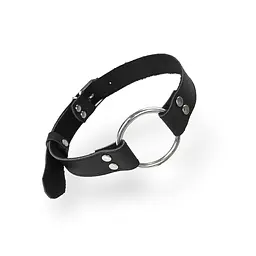 Кляп Металеве кільце з натуральної шкіри Art of Sex - Gag Ring Metal, колір Чорний - мініатюра 2