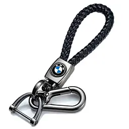 Шкіряний плетений брелок BMW для автоключів із карабіном