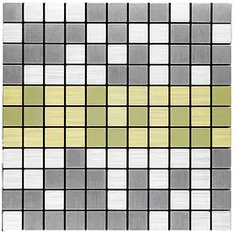 Самоклеюча алюмінієва плитка Sticker Wall 300х300х3мм Срібна із золотом мозаїка SW-00001826