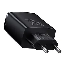 Мережевий зарядний пристрій Baseus Compact Quick Charger 2USB + 1Type-C 30W CCXJ-E01 Black - мініатюра 3