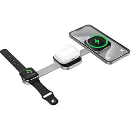 Бездротовий зарядний пристрій WiWU Planeta Trio 3in1 with MagSafe Silver (Wi-W031) [149148] - мініатюра 3