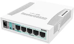 Комутатор Mikrotik RB260GS, 5-port Gigabit smart switch with SFP cage, SwOS, plastic case, PSU - мініатюра 3