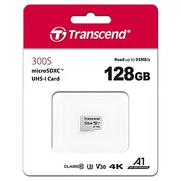 Карта пам'яті Transcend 128GB microSDXC C10 UHS-I R95/W45MB/s (TS128GUSD300S) - мініатюра 2