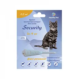Краплі проти зовнішніх та внутрішніх паразитів для котів Healthy Pet Security до 4 кг 109081