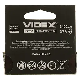 Акумулятор Videx Li-ion 18650-P із захистом 3400 mAh color box 1 шт. (18650-P/3400/1CB) - мініатюра 4
