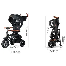 Дитячий велосипед Qplay Rito Deluxe складаний триколісний Black (S380-17RitoDeluxeBlack) - мініатюра 2