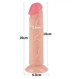 Фалоімітатор LoveToy Sliding-Skin Dual Layer Dong 8 Flesh, 20 см - мініатюра 2