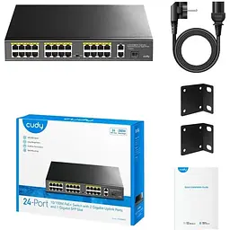 Комутатор Cudy FS1026PS1, 24 порт10/100M PoE+ Switch with 2 Gigabit Port+ 1SFP 300W (FS1026PS1)