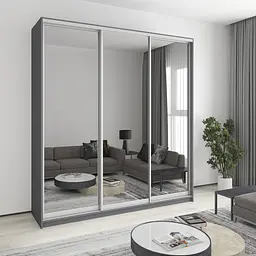 Шафа-купе тридверна MebelStar Комбо AL 3 Дзеркала 220x60x240 см Антрацит (MBS-2188)