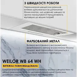 Витяжка вбудована Weilor WB 64 WH - мініатюра 2