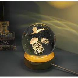 Декоративний 3D світильник нічник кришталева куля юсб Crystal Ball Медуза