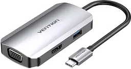 Док-станція USB3.1 Type-C --> HDMI/VGA/USB 3.0/PD 100W Hub 4-in-1 Vention - мініатюра 2