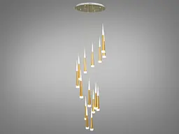 Люстра каскадна LED Diasha 3002/15G, 60W, золота, для холу, коридору, вітальні, офісу