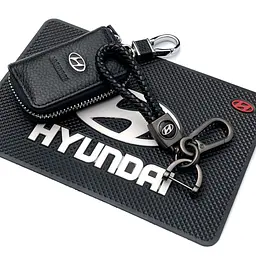 Автонабір №55 для Hyundai / килимок панелі / брелок з карабіном і чохол для автоключів з логотипом