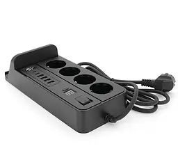 Мережевий фільтр-подовжувач Voltronic G-12H, 4 розетки + 4 USB 3,2 А + 2 Type-C + бездротова зарядка + таймер, 2 м, чорний - мініатюра 5
