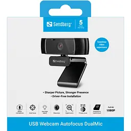 Веб-камера Sandberg Autofocus DualMic Full HD Stereo microphone - мініатюра 6