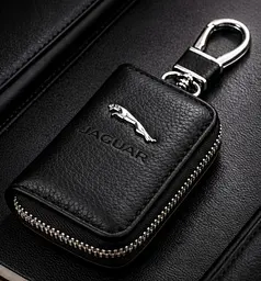Автомобільна ключниця для ключів із логотипом Jaguar, білий логотип, тиснена шкіра