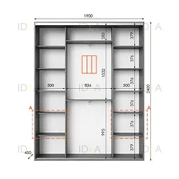 Шафа-купе Idea серія 3 190 x 45 x 240 см Венге темний Дзеркало - мініатюра 2