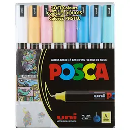 Набір маркерів Uni Posca Soft Color 0.7 мм 8 шт. (PC-1MR SOFT COLOR 8C)