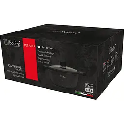 Каструля Bollire Milano, з кришкою, чорна, 24 см, 4,3 л (BR-1103) - мініатюра 3