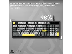 Клавіатура Ajazz AF98 Black USB-C Black Gray Yellow (AF98-BGY) - мініатюра 8