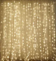 Гірлянда штора Водоспад 720 led 3х3м Велика кругла лампа (прозорий провід, 15 ниток) Теплий білий - мініатюра 9