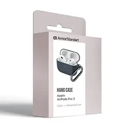 Силіконовий чохол для навушників Apple AirPods Pro 3, Hang Case, сірий, ультратонкий захисний кейс товщиною 2 мм, захист від подряпин, пилу та ударів, компактний, з карабіном для кріплення, ArmorStandart (ARM88270) - мініатюра 8