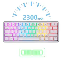 Клавіатура ігрова механічна Motospeed SK-66 Wireless White Hot Swap Gateron Blue - мініатюра 8