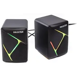 Колонки 2.0 Maxxter CSP-U004RGB чорний, 2 x 3 Вт, пластиковий корпус, живлення від USB, RGB підсвічування