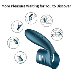 Насадка на пеніс B - Series Fox Foxshow Wibrator Silicone Ring 11 см синій - мініатюра 7