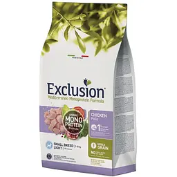 Корм Exclusion Light Chicken Small Breed для дорослих собак малих порід з надмірною вагою та зниженою активністю або стерилізованих з куркою 2 кг